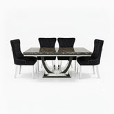 Bentley Black Marble Dining Table with Chairs - Pendle Village Furniture